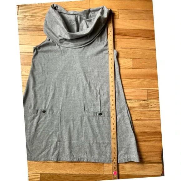 Neon Buddha 100% Cotton Gray Cowl Neck Sleeveless Tunic Dress Pockets Size M - Picture 5 of 6